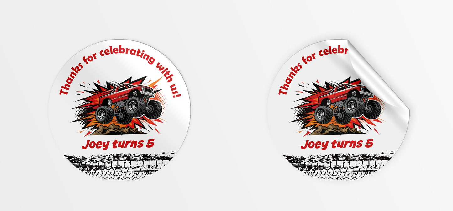 Monster Truck party bag stickers