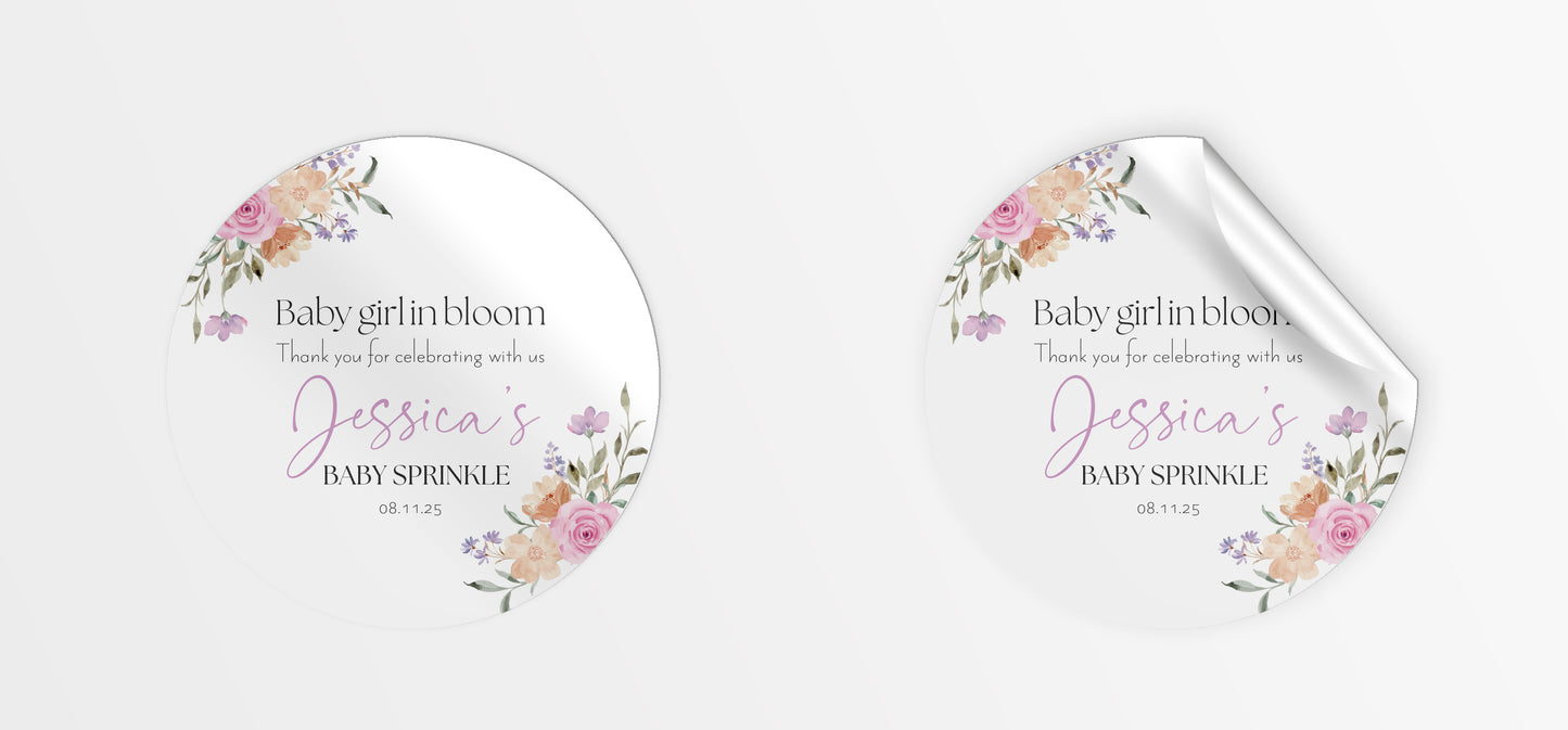 Floral Baby Shower Stickers