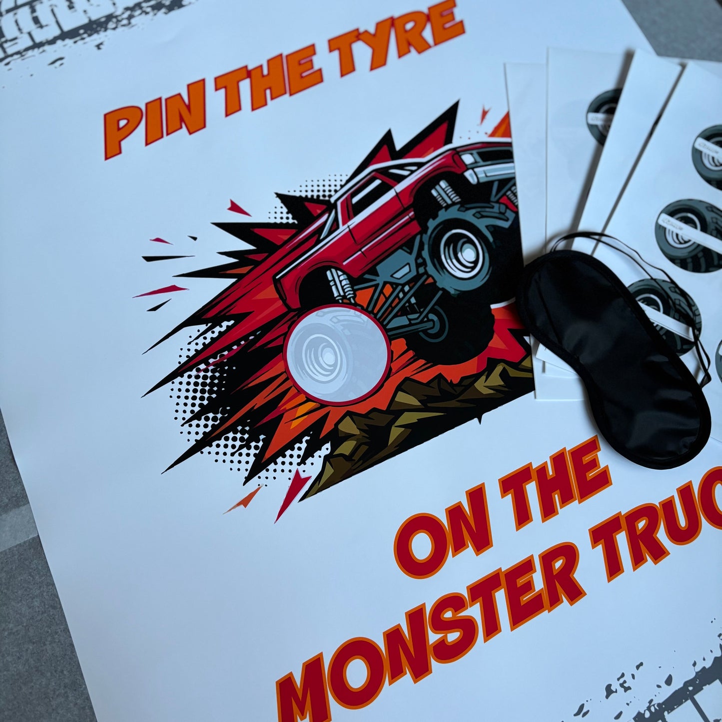 Pin the tyre on the Monster Truck