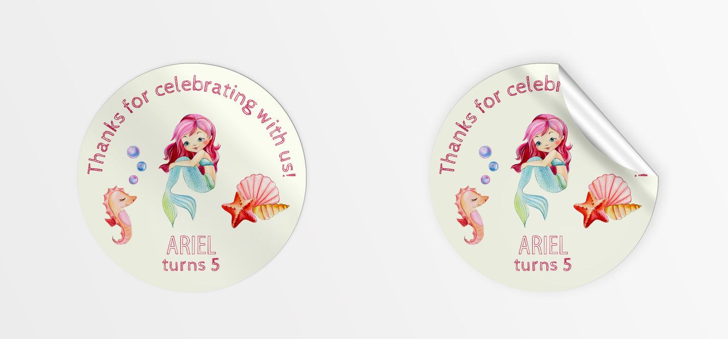 Under the sea party bag stickers