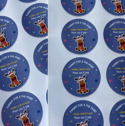 Happy Rudolph Christmas Stickers