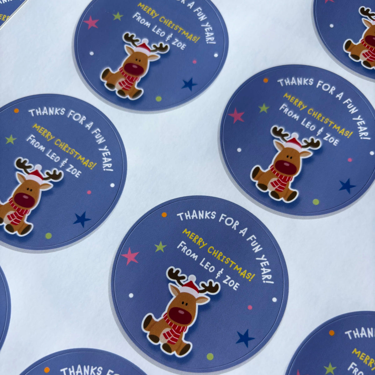 Happy Rudolph Christmas Stickers
