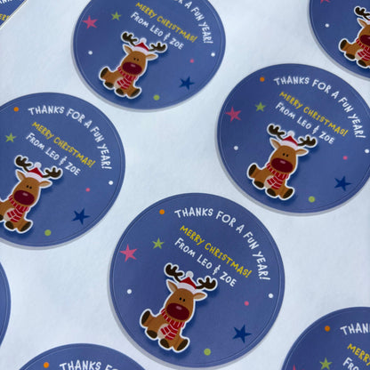 Happy Rudolph Christmas Stickers