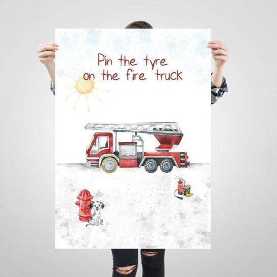 Pin the tyre on the fire truck