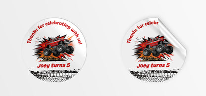 Monster Truck party bag stickers