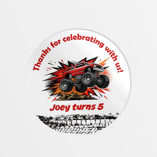 Monster Truck party bag stickers