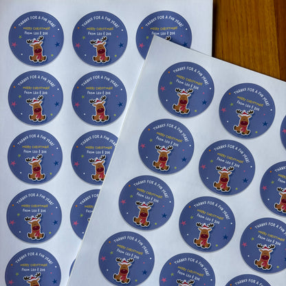 Happy Rudolph Christmas Stickers