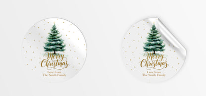 Personalised Christmas tree gift labels - round