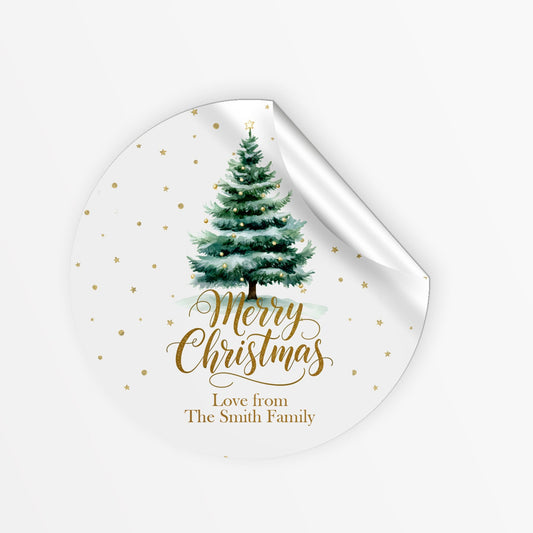 Personalised Christmas tree gift labels - round