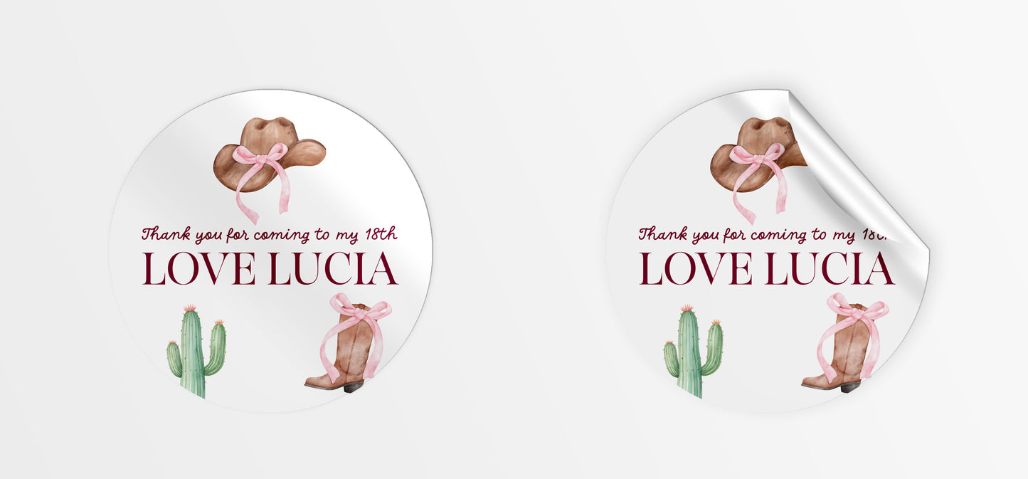 Cowgirl Party Stickers