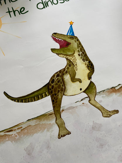 Pin the party hat on the dinosaur