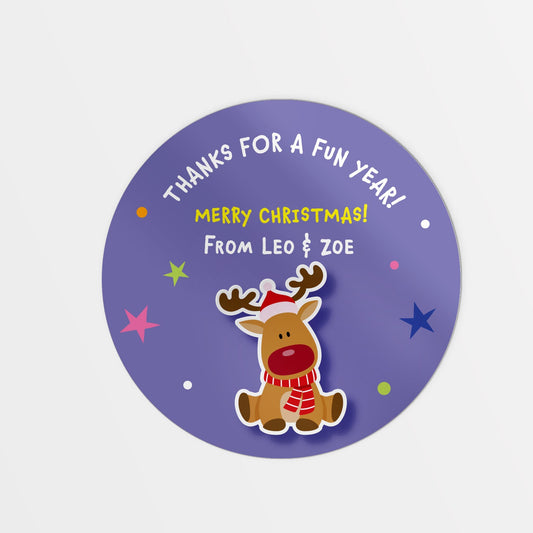 Happy Rudolph Christmas Stickers