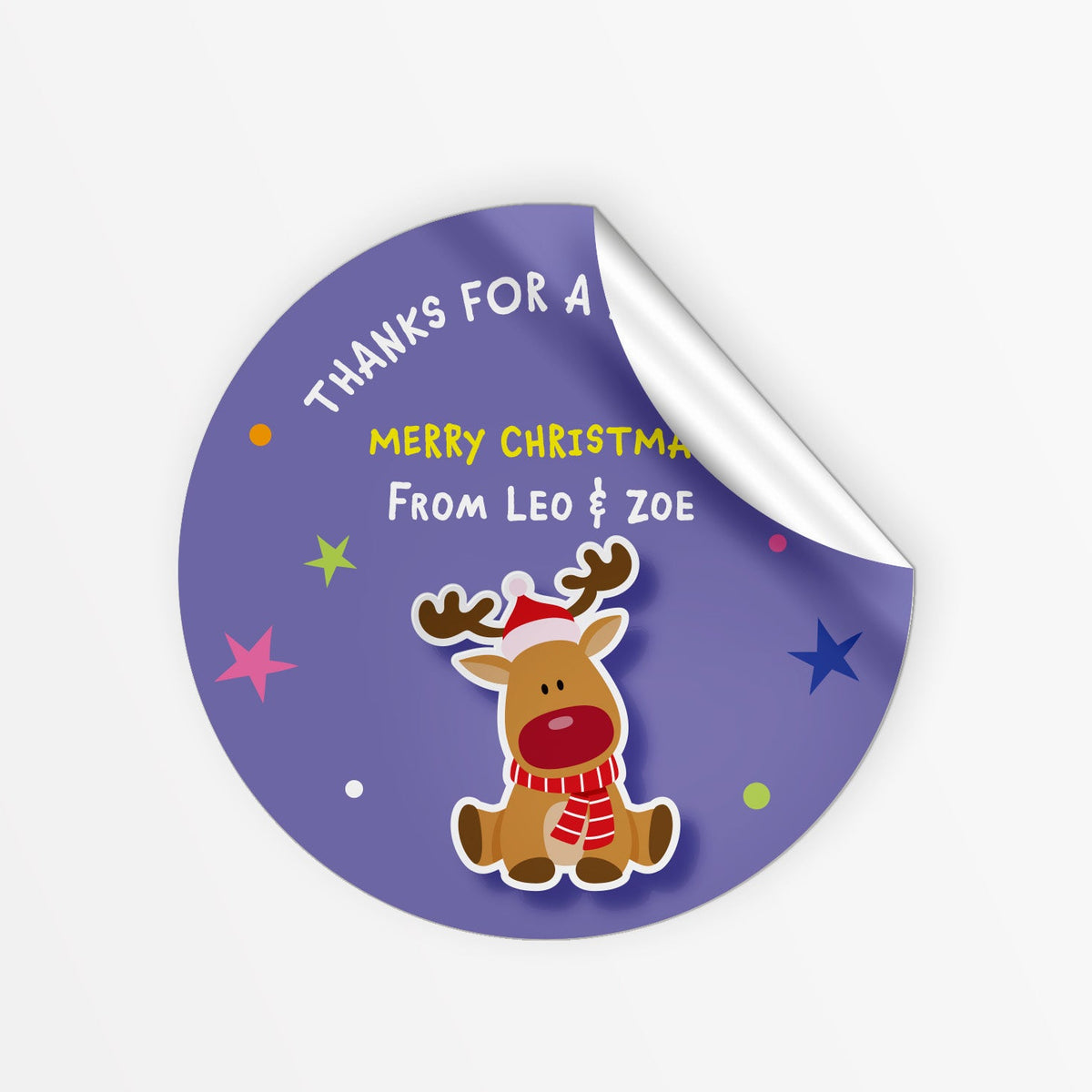 Happy Rudolph Christmas Stickers