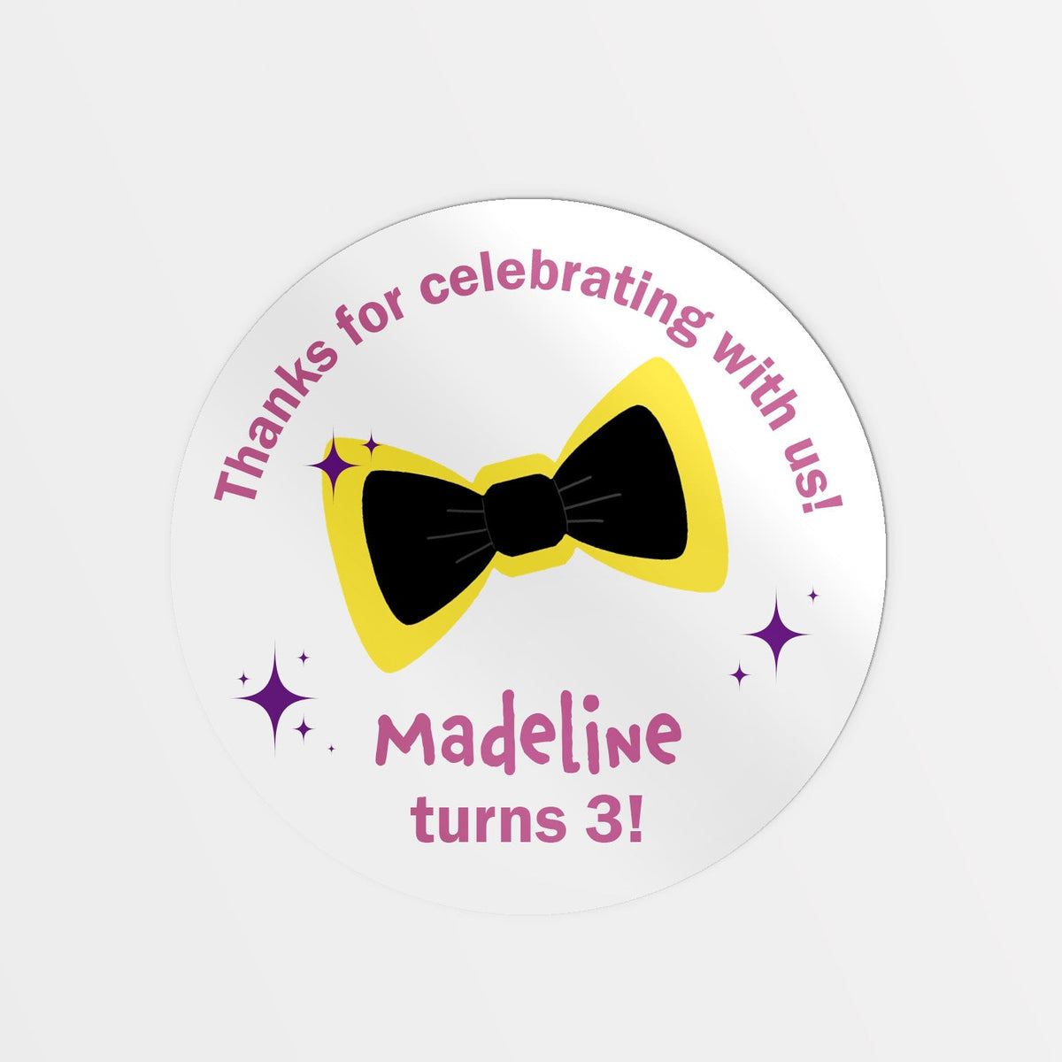 Yellow Bow Inspired party bag stickers