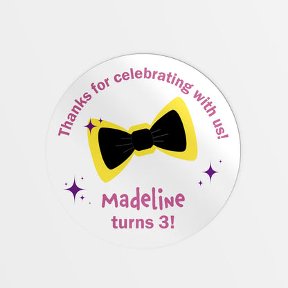 Yellow Bow Inspired party bag stickers