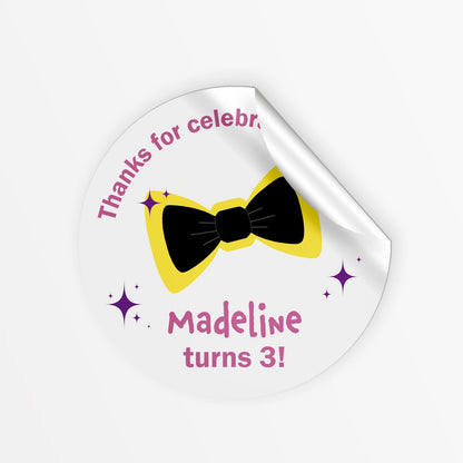 Yellow Bow Inspired party bag stickers
