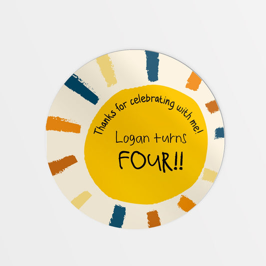 Shine Bright party bag stickers