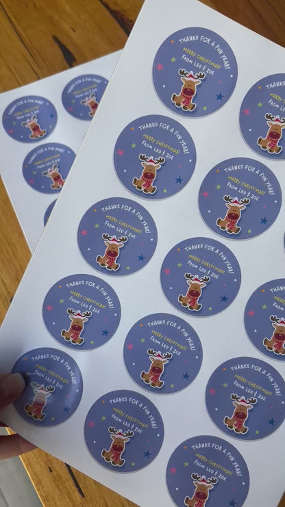 Happy Rudolph Christmas Stickers
