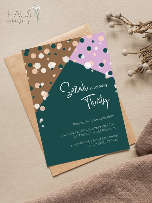 Confetti Birthday Invitation - Green