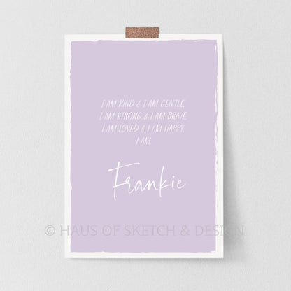 Personalised Affirmation Poster - Lilac