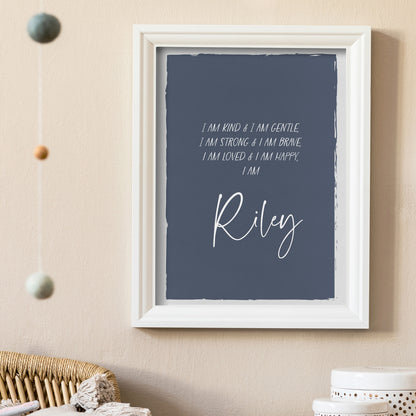 Personalised Affirmation Poster - Navy